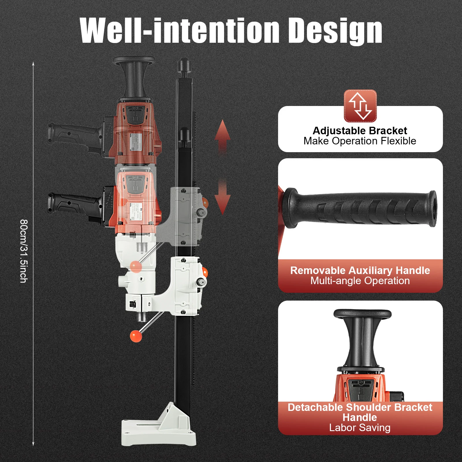 Core Drilling Machine 2200W Aluminum Alloy Multipurpose 220V 50HZ Diamond Concrete Wet And Dry Drilling Tool 1200rpm