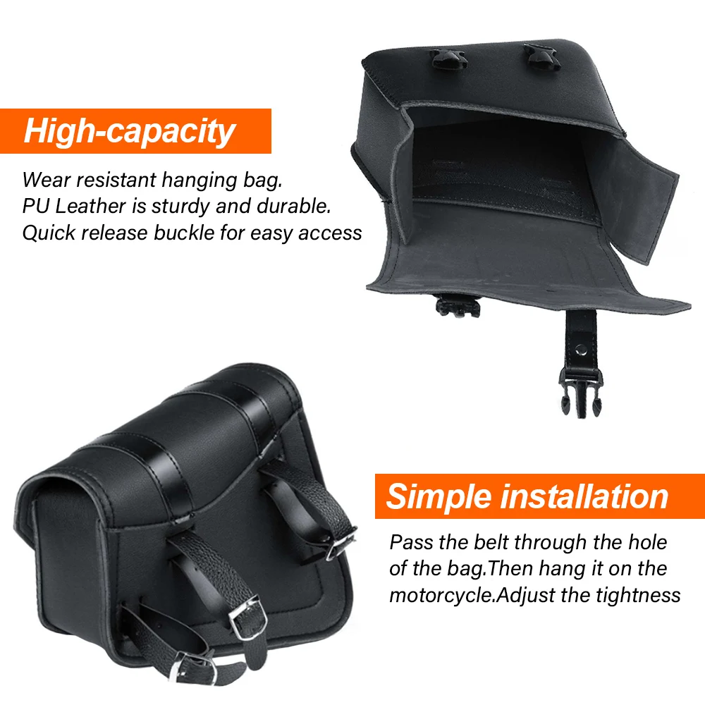 Motorcycle Saddlebags Side Tool Bag Luggage Saddle Bag Pouch Black Universal PU Leather For Honda/Suzuki/Kawasaki/Yamaha