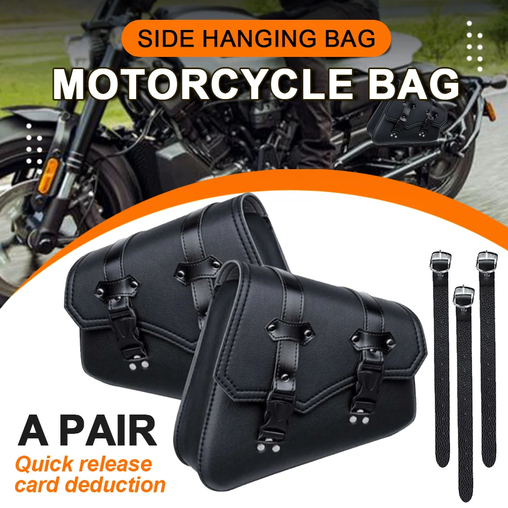 Motorcycle Saddlebags Side Tool Bag Luggage Saddle Bag Pouch Black Universal PU Leather For Honda/Suzuki/Kawasaki/Yamaha