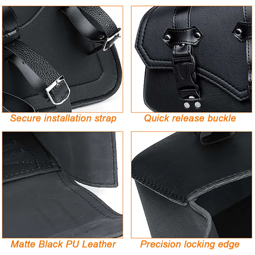 Motorcycle Saddlebags Side Tool Bag Luggage Saddle Bag Pouch Black Universal PU Leather For Honda/Suzuki/Kawasaki/Yamaha