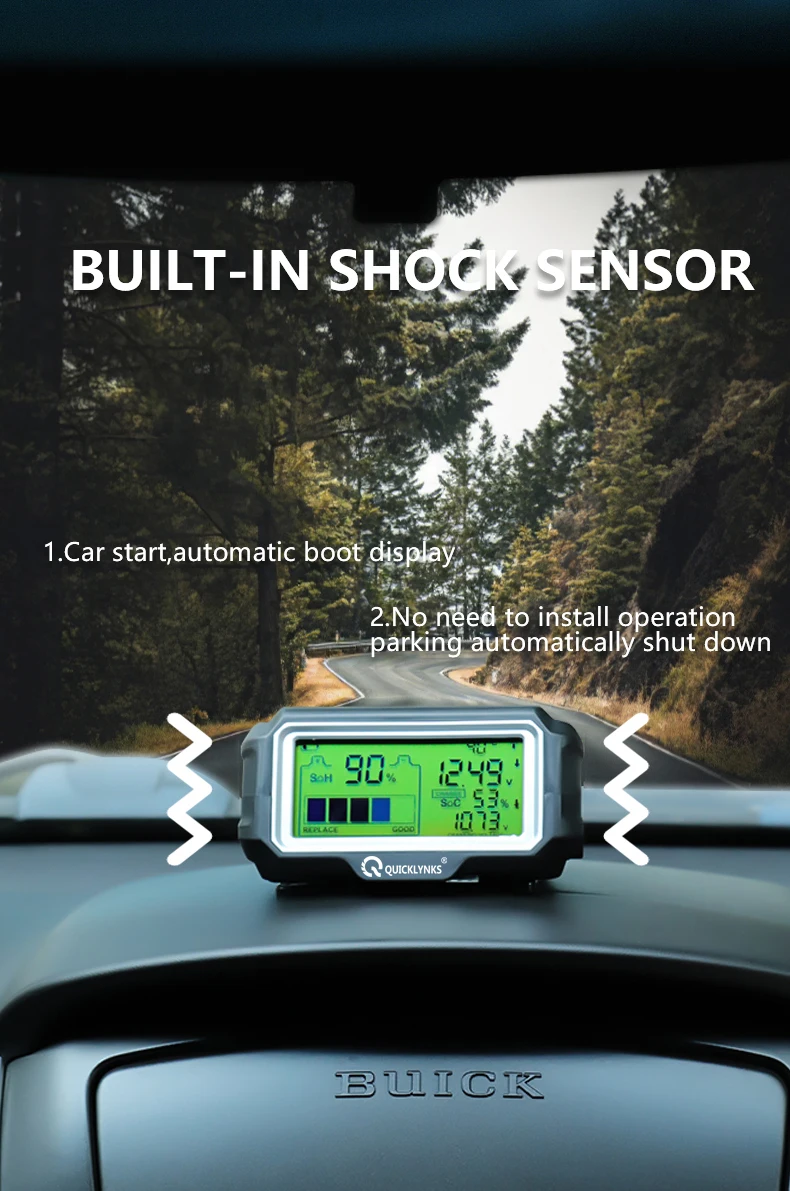 QUICKLYNKS BM5-D 12V LED Battery Tester Monitor Head Up Display Waterproof Battery Health Tester Analyzer Charging Tester Tool