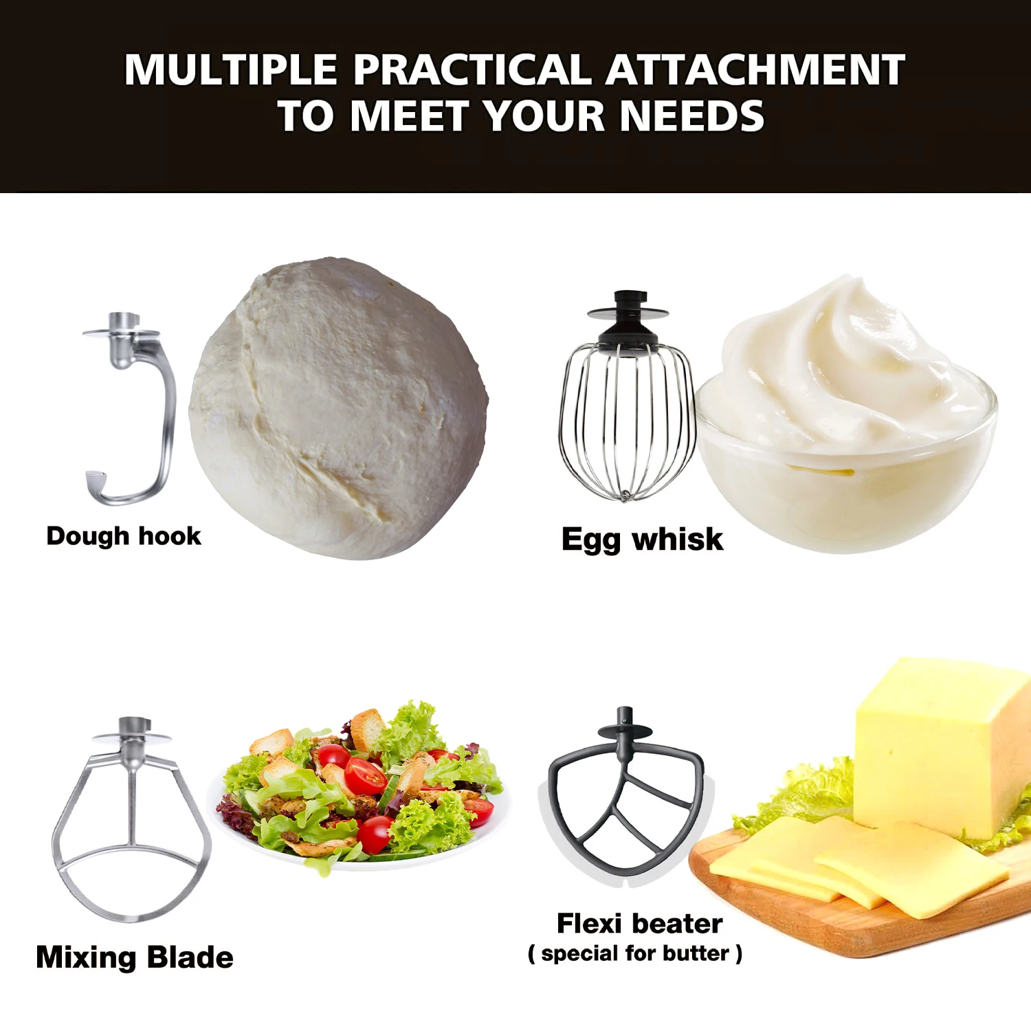 1pc Stand Mixer, 4L Tilt-Head Electric Household Stand Mixer - 1300W 6+P Speed,Food Beater And Butter Beater, EU Plug