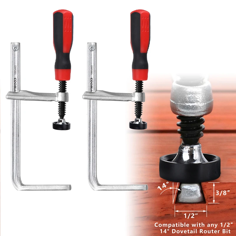 2pcs 160x60mm Heavy Duty Dovetail Clamp with Soft-Grip Handle Woodworking Clips Clamping Tool for Joinery Work by Enjoywood