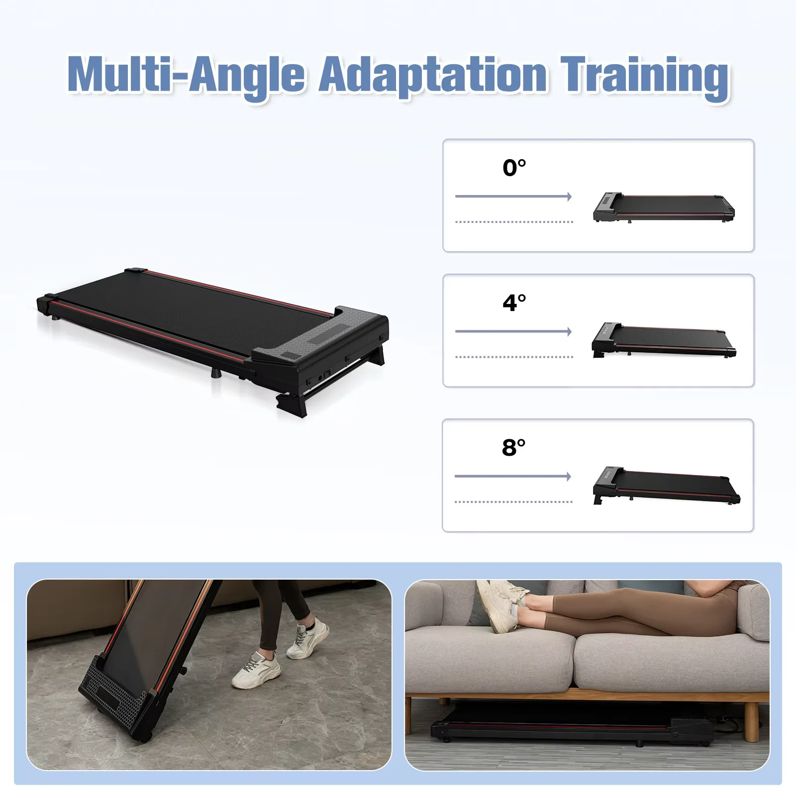 CITYSPORTS PRO Treadmill, Walking Pad, Treadmill with Incline, Space Saving, Shock Absorption, Wide Running Belt