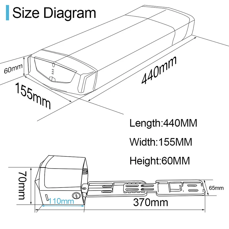 36V 15Ah 17.5Ah Electric Bike Rear Rack Battery 48V City Mountain Ebike Lithium Battery Pack for 1000W 750W 500W Bafang Motor