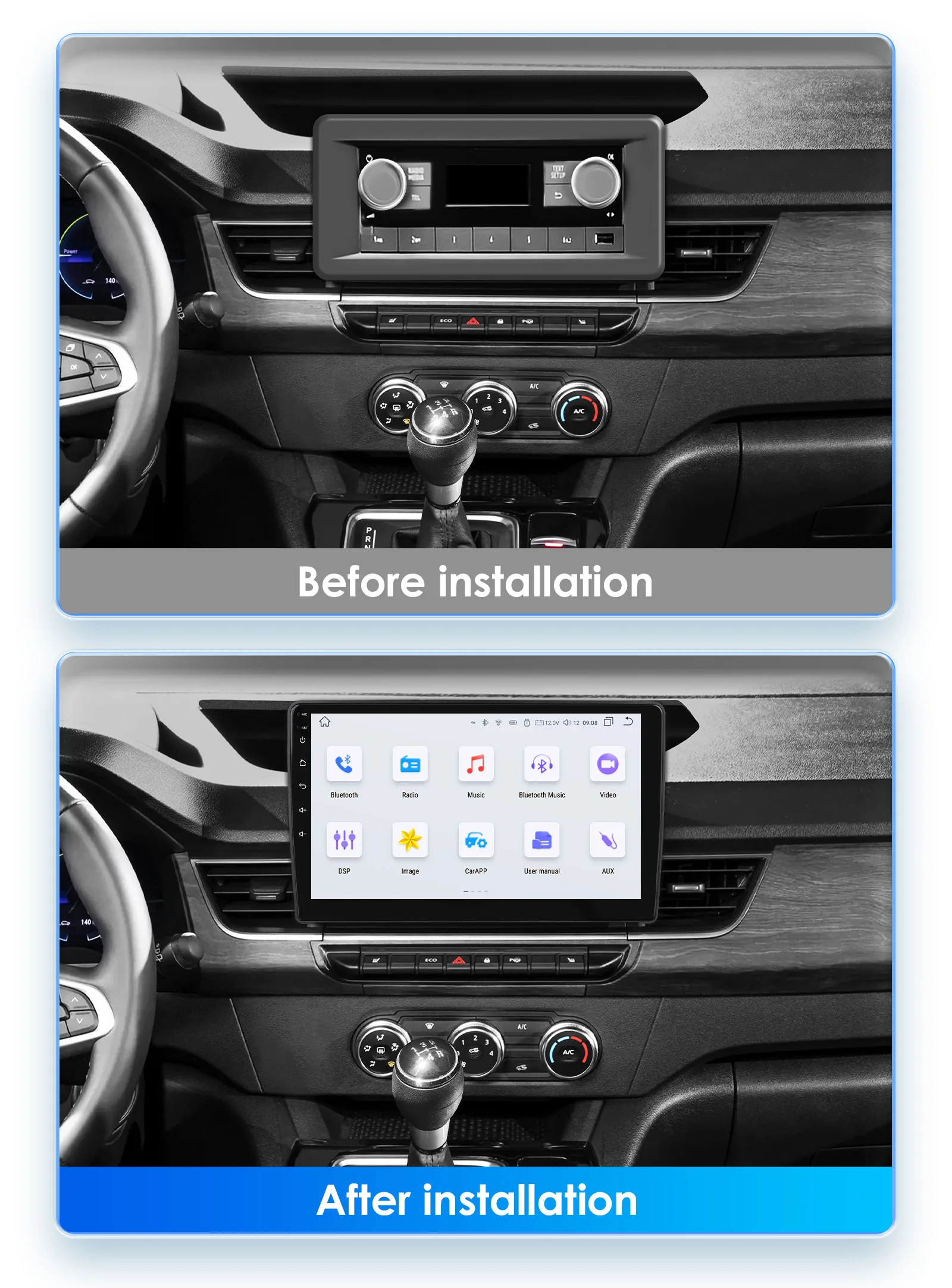 360Camera 2Din Android13 Car Multimedia GPS Player For Renault Kangoo 2019-2025 Carplay Intelligent Screen 2din autoradio