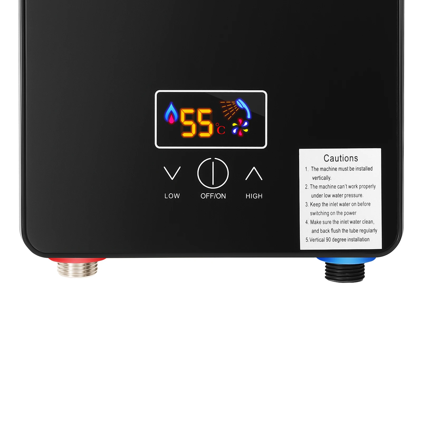 6500W 220V Electric Instant Hot Water Heater Shower Bathroom Faucets Kitchen Tap Digital Display Temperature Automatic