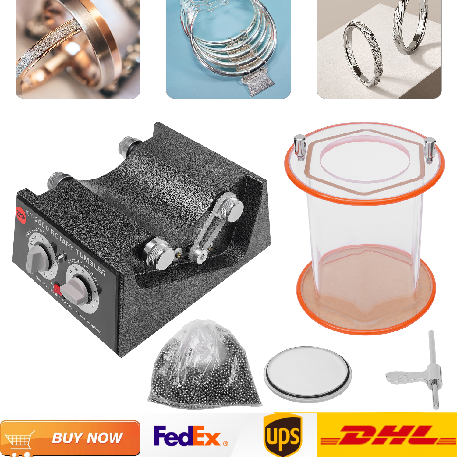 Electric Jewelry Polisher Beads Polishing Machine Kit with Timer for Metal Jewelry Polishing and Grinding