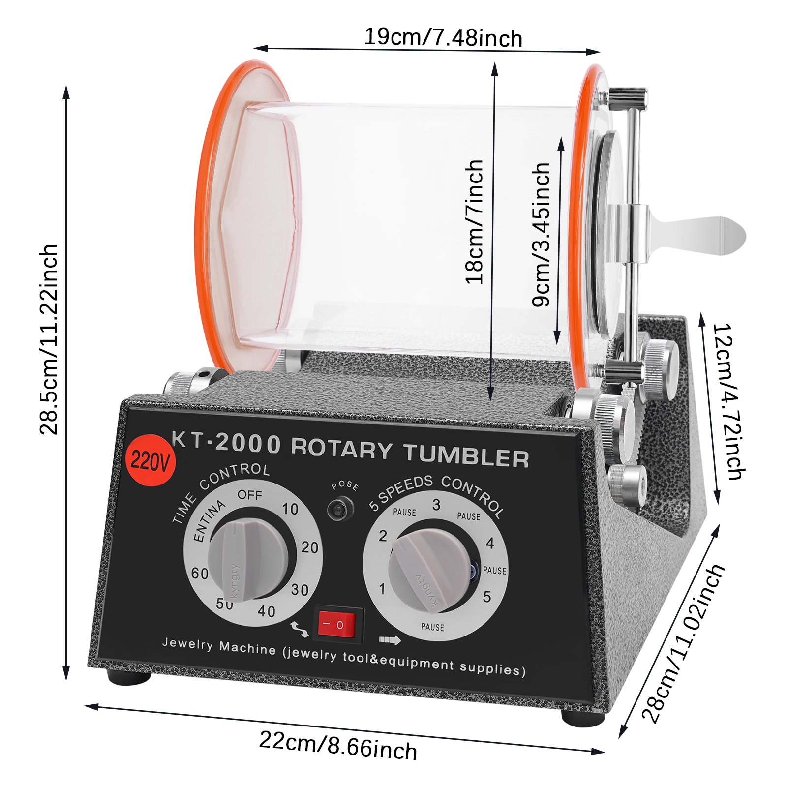 Electric Jewelry Polisher Beads Polishing Machine Kit with Timer for Metal Jewelry Polishing and Grinding
