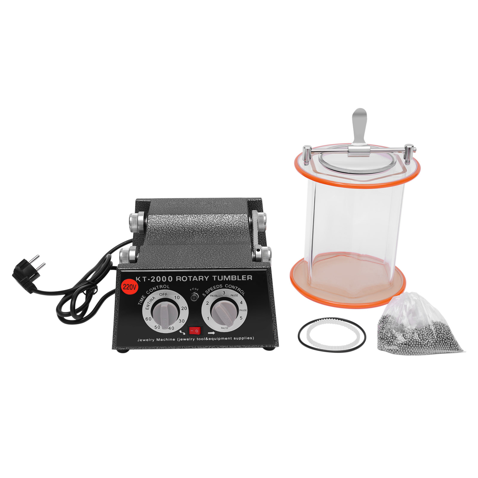 Electric Jewelry Polisher Beads Polishing Machine Kit with Timer for Metal Jewelry Polishing and Grinding