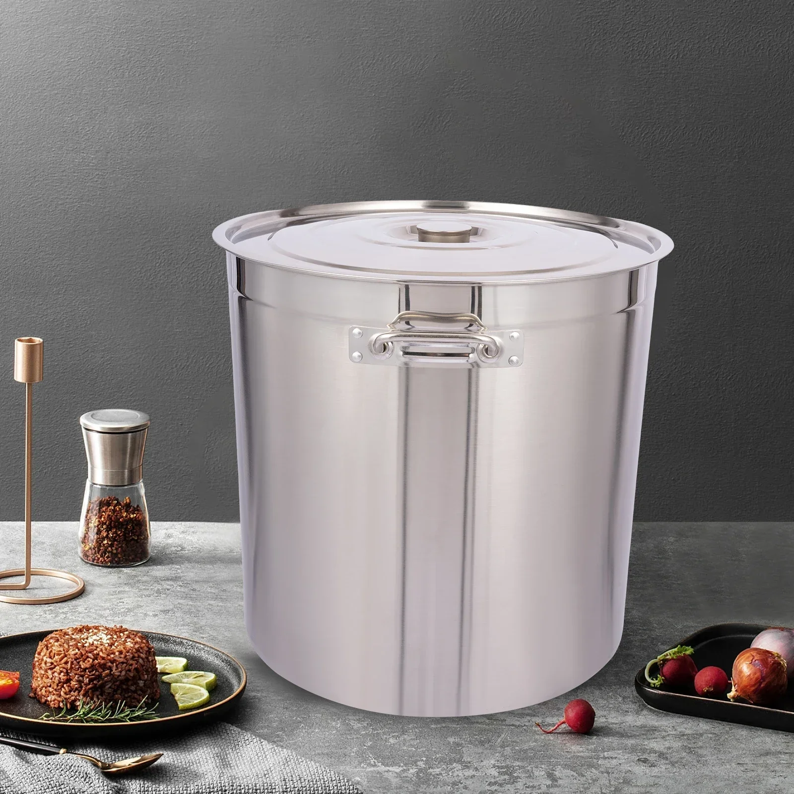 Large Stainless Steel Bucket Soup Container Stockpot for Restaurant School Commercial Home Food Storage