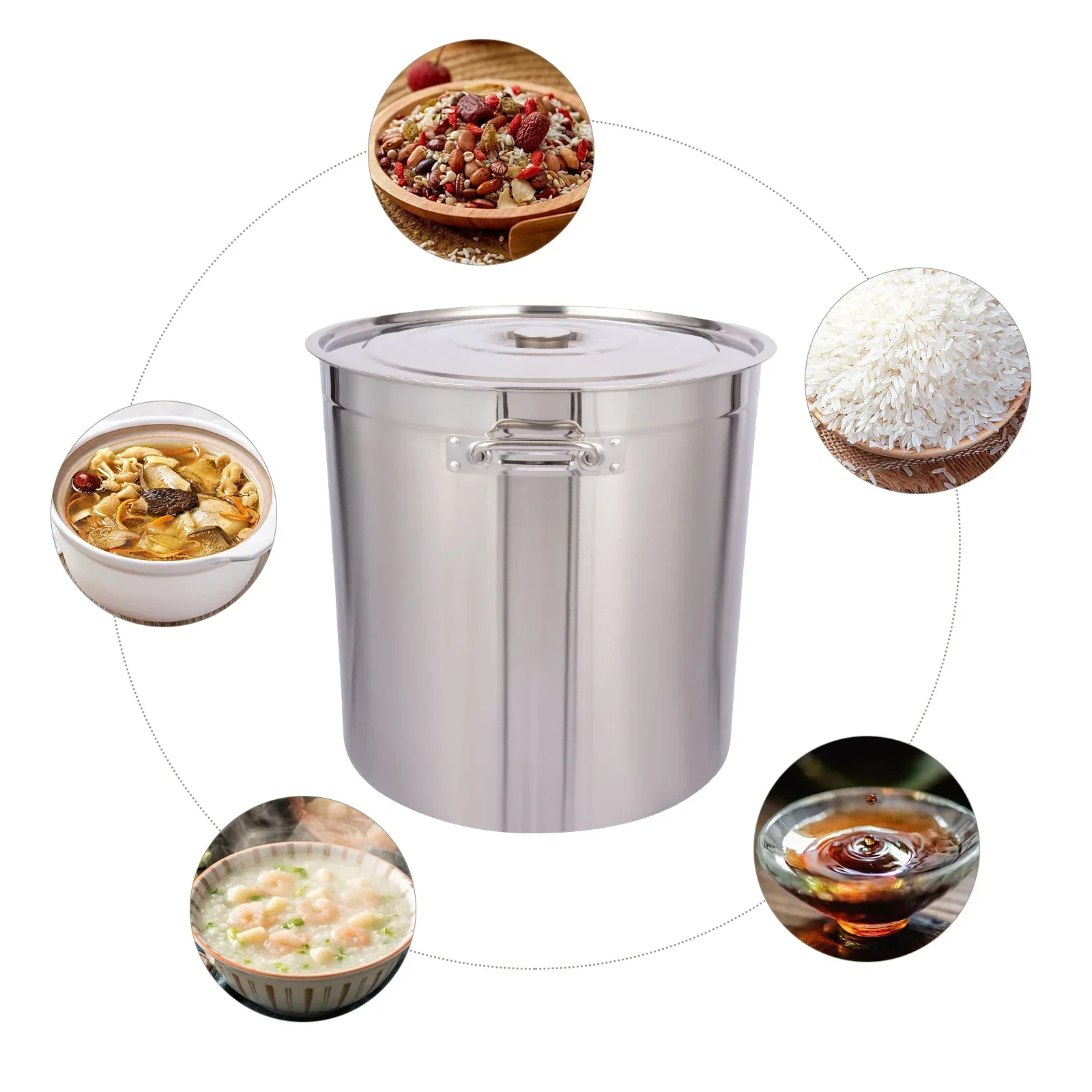 Large Stainless Steel Bucket Soup Container Stockpot for Restaurant School Commercial Home Food Storage