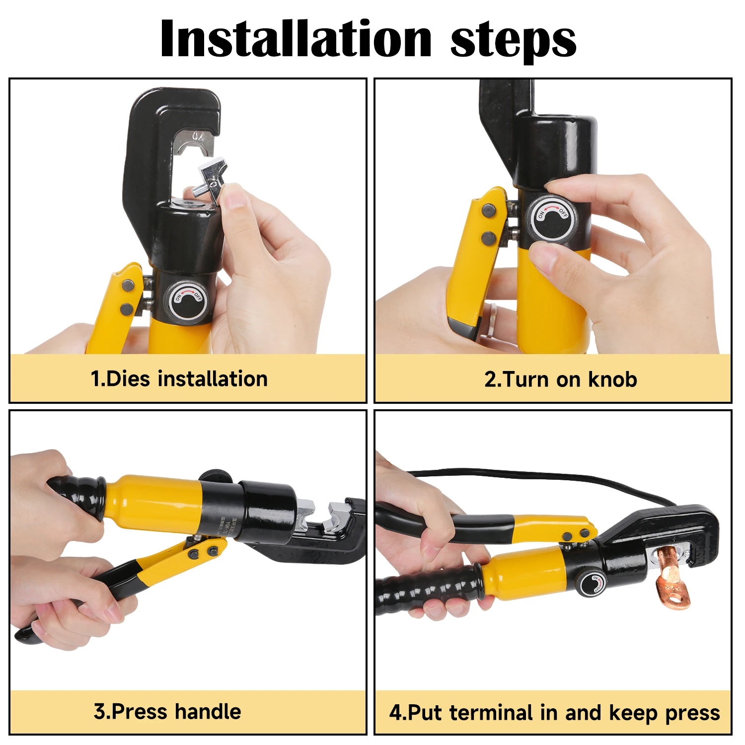 4/6/10/16/25/35/50/70 mm² Hydraulic Clamp Home Hydraulic Crimping Tool Cable Wiring Crimping Plier Manual Hydraulic Pliers