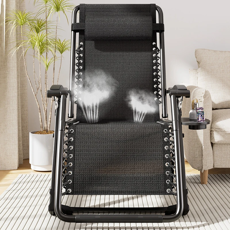 Outdoor Garden Sunloungers Folding Chair with Cup Holder and Headrest Pillow Lounge Chair Folding Patio Recliner Support 150kg