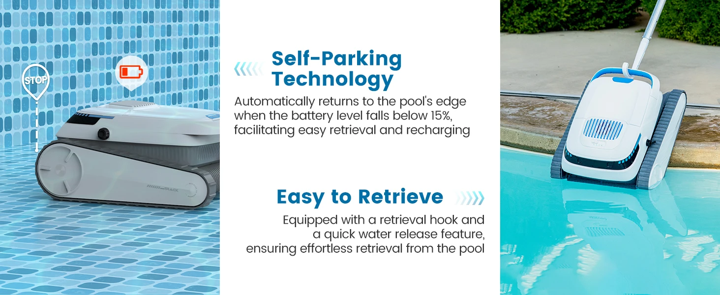 Blossom PC10 Robot Swimming Pool Cleaner Wall&Waterline Cleaning 1076.39 sq ft Intelligent Route Planning Pool Cleaner Robotic