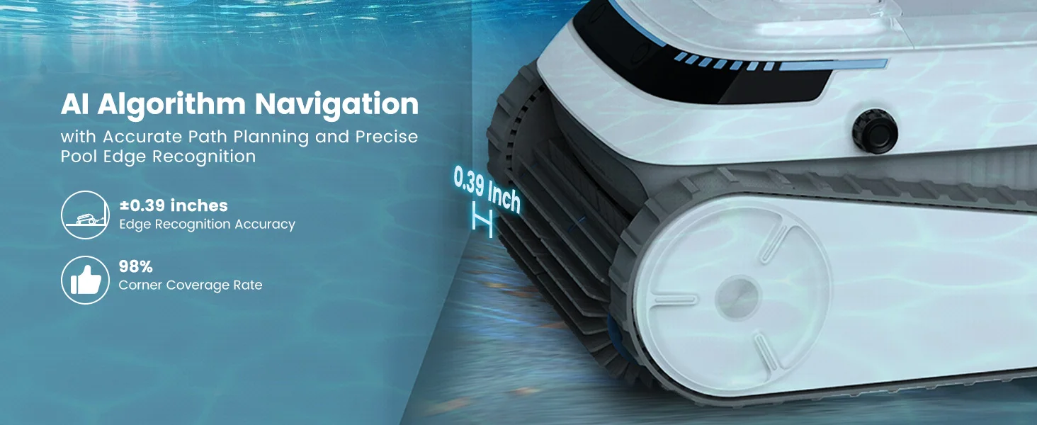 Blossom PC10 Robot Swimming Pool Cleaner Wall&Waterline Cleaning 1076.39 sq ft Intelligent Route Planning Pool Cleaner Robotic