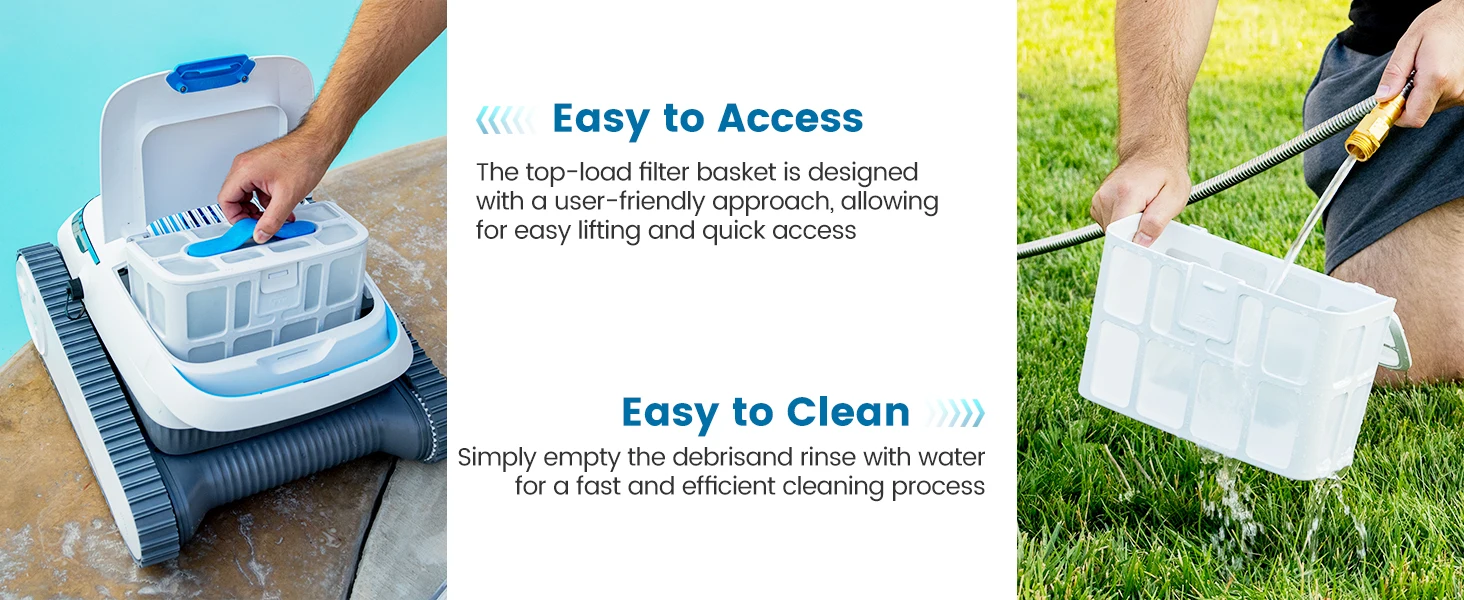 Blossom PC10 Robot Swimming Pool Cleaner Wall&Waterline Cleaning 1076.39 sq ft Intelligent Route Planning Pool Cleaner Robotic
