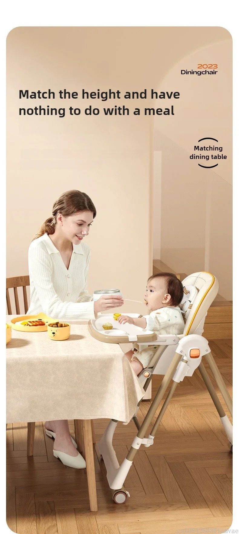 Foldable Children's Dining Chair 2 in 1 Baby Rocking Swing Growing Children's Dining Chair Suitable for 0-6 Years Old EU Stock