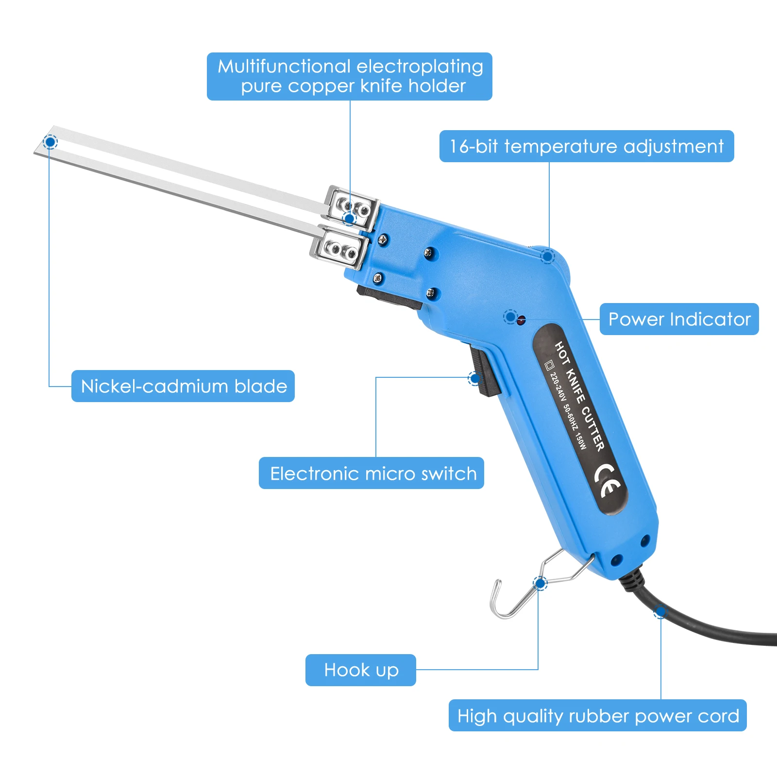 500° C Styrofoam Cutter 150W Hot Cutter Foam Cutter with 2 Blades,Slot Plate 220V Cutting Depth 300mm Groove Machine Styrocutter