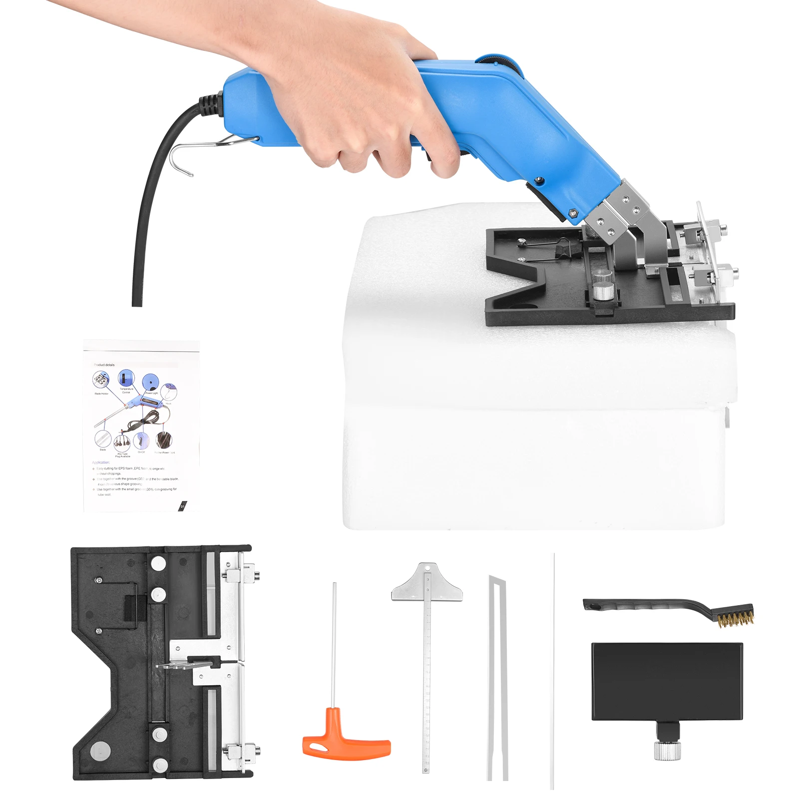 500° C Styrofoam Cutter 150W Hot Cutter Foam Cutter with 2 Blades,Slot Plate 220V Cutting Depth 300mm Groove Machine Styrocutter
