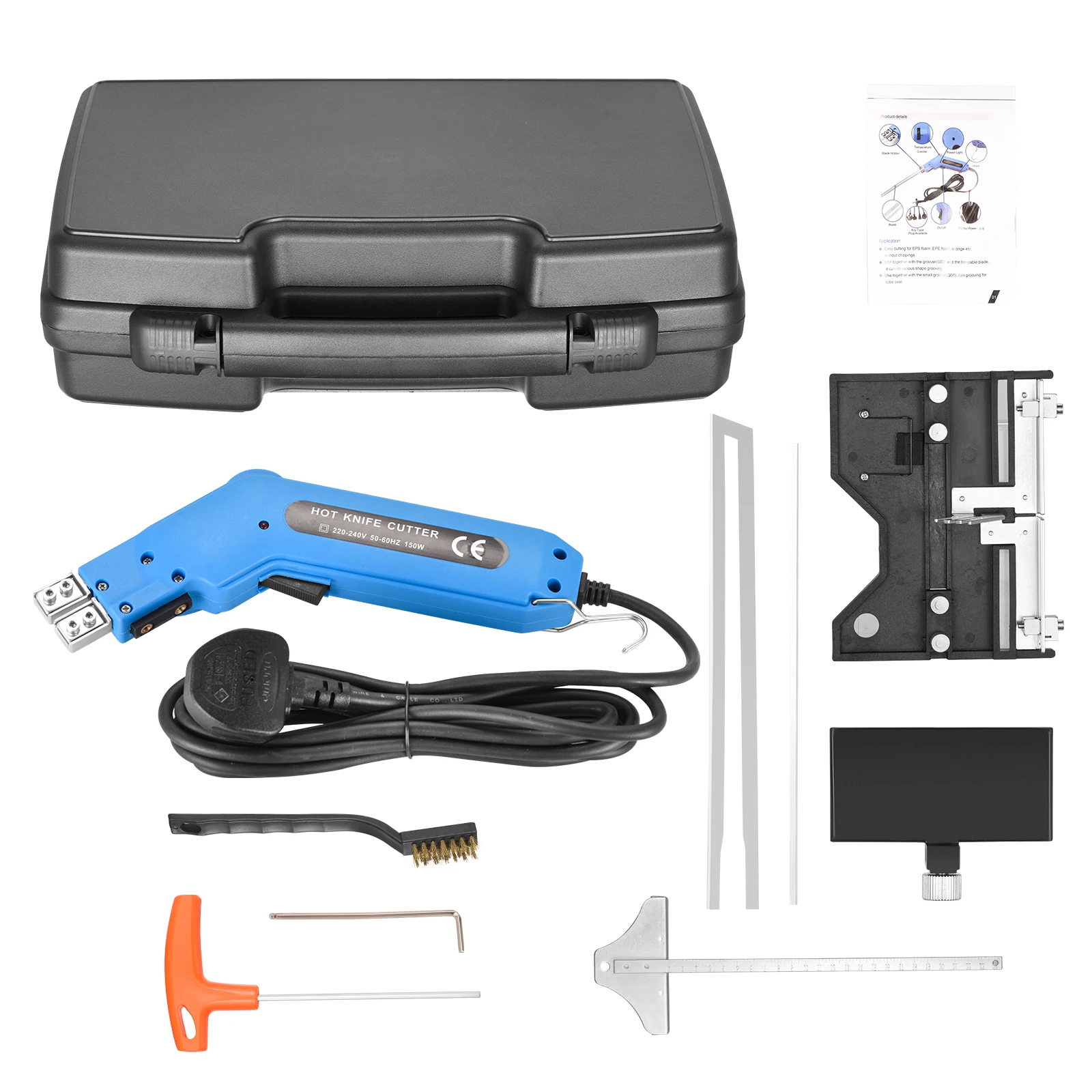 500° C Styrofoam Cutter 150W Hot Cutter Foam Cutter with 2 Blades,Slot Plate 220V Cutting Depth 300mm Groove Machine Styrocutter