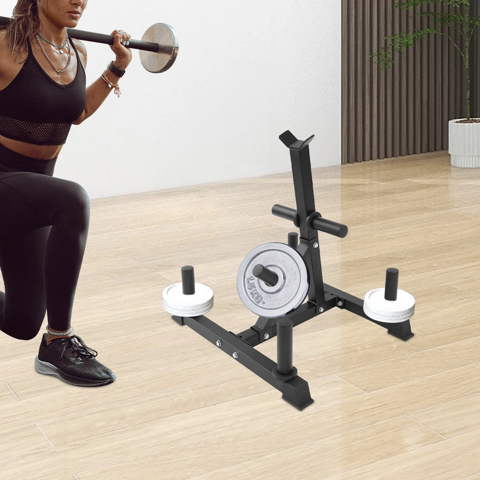 Weight Plate Holder Rust-Proof Weight Plate Bearing Rack Space Saving Vertical Weight Plate Bearing Rack for Home/Gym