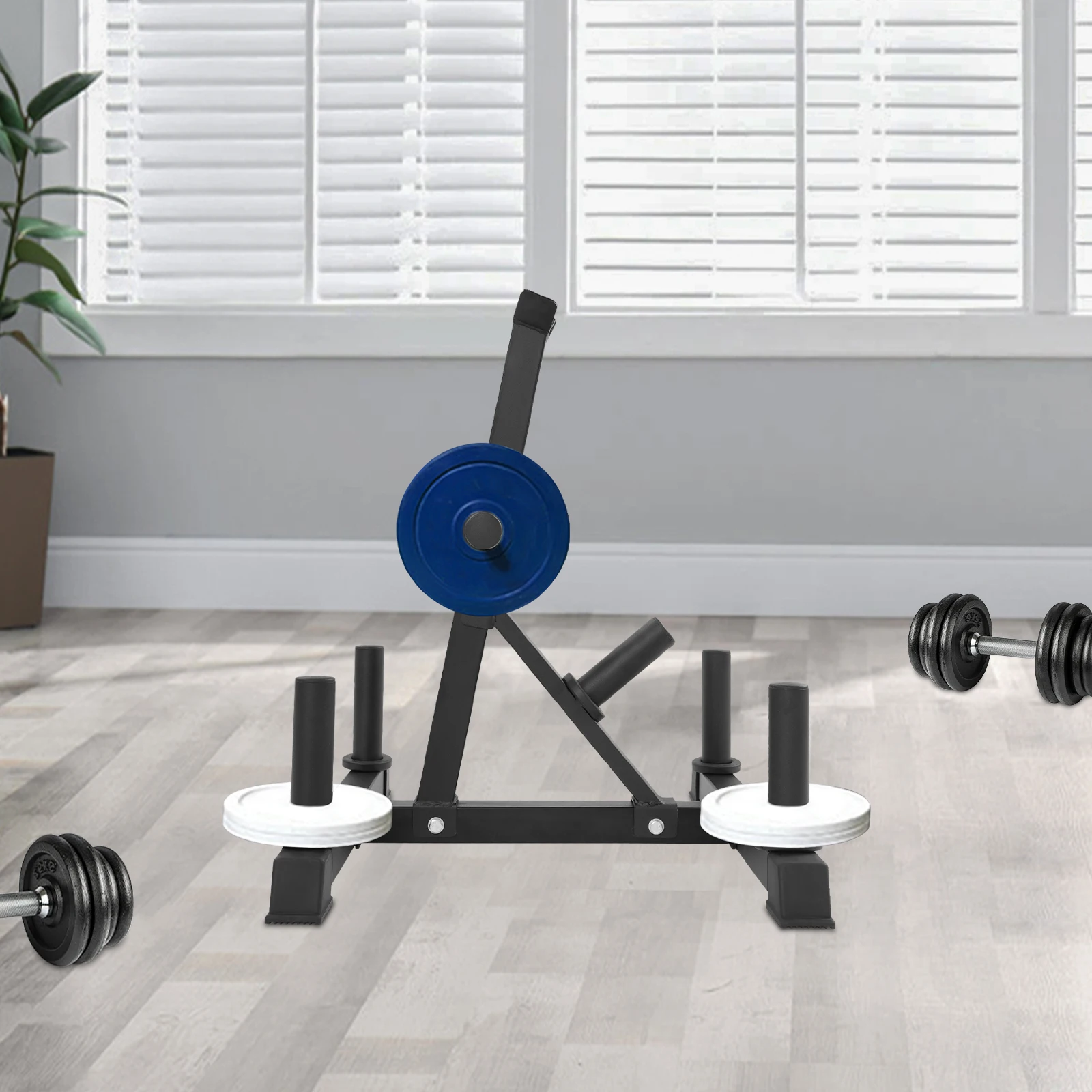 Weight Plate Holder Rust-Proof Weight Plate Bearing Rack Space Saving Vertical Weight Plate Bearing Rack for Home/Gym