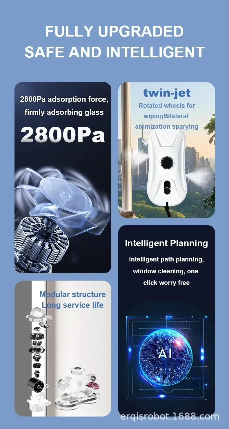 DIVEDEER RA2-02 Intelligent Window Cleaner Bi-directional Double Spray New Window Cleaner Automatic Dual Spray Mini-Type Machine
