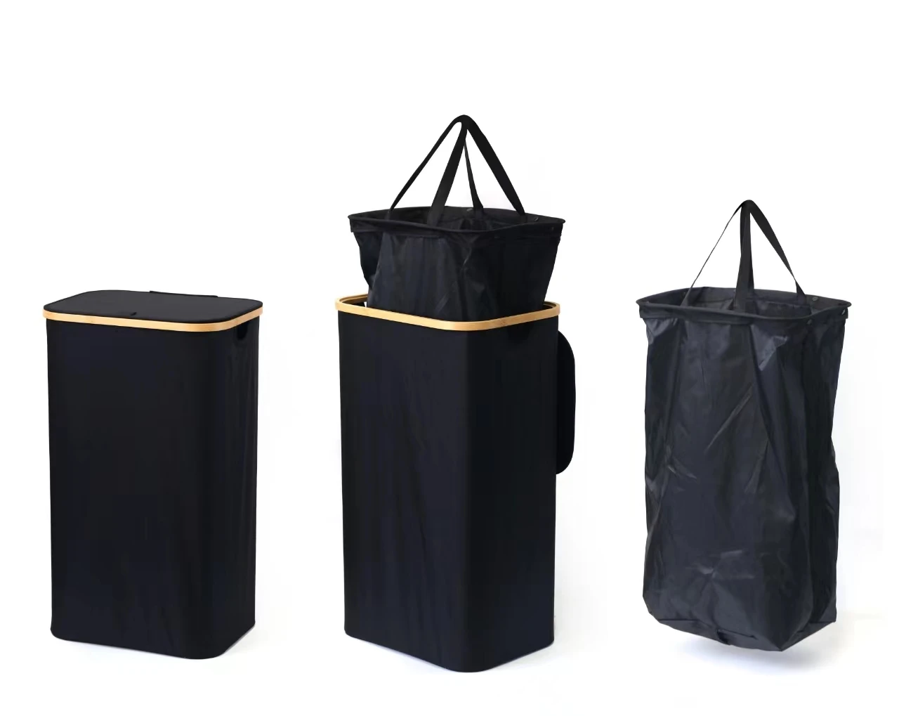 Oxford cloth single 110L dirty clothes basket black For Bathroom