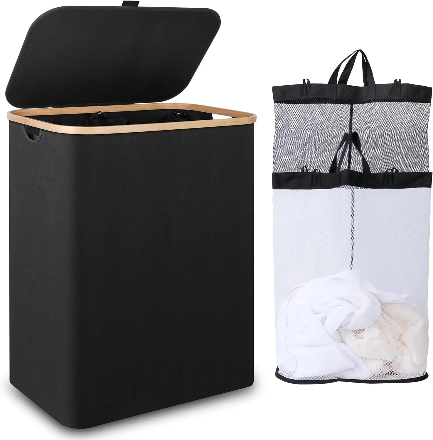 Oxford cloth single 110L dirty clothes basket black For Bathroom
