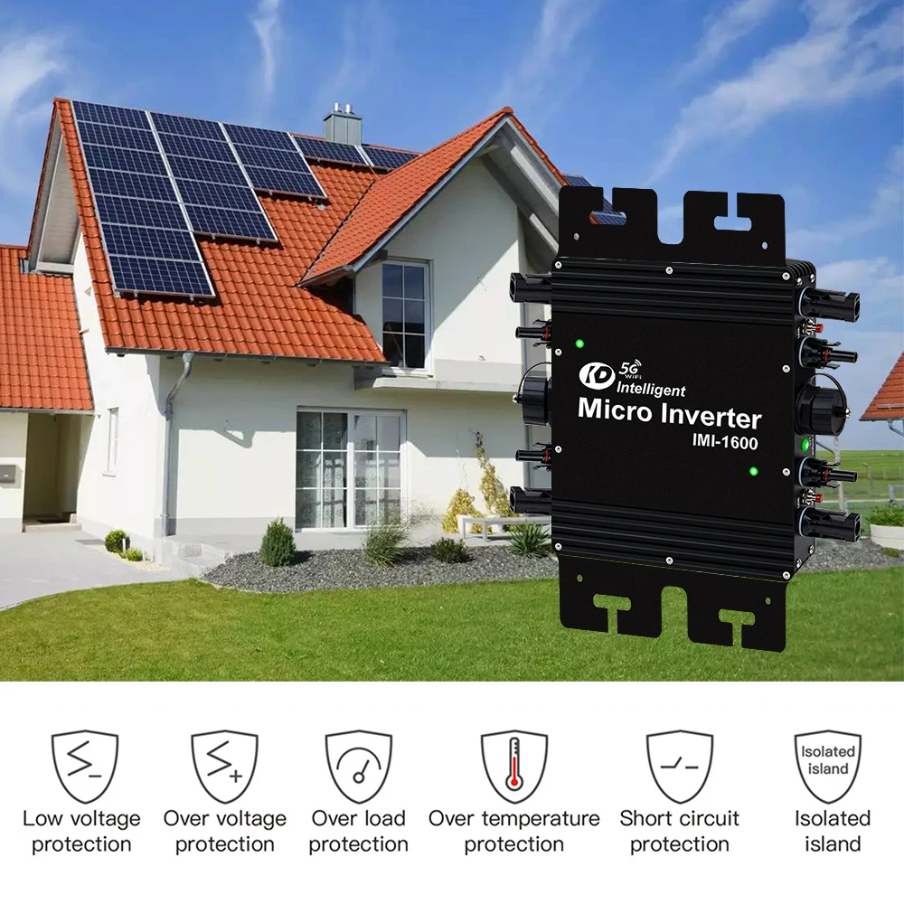 1600Watt Grid on MPPT Solar Inverter with WiFi 22-50VDC IP65 Micro Converter 230V AC Residential For Solar Panel PV Power System