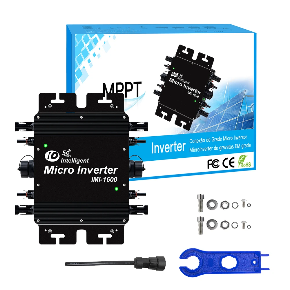 1600Watt Grid on MPPT Solar Inverter with WiFi 22-50VDC IP65 Micro Converter 230V AC Residential For Solar Panel PV Power System