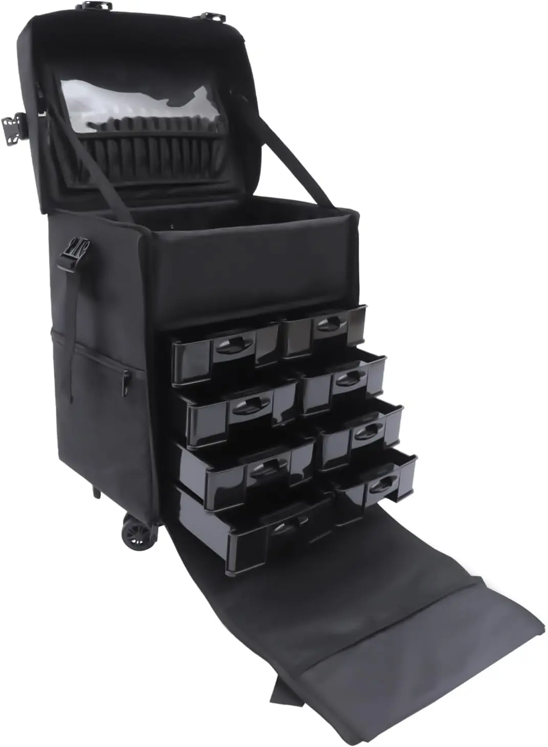 Cosmetic Case Hairdressing Case Trolley 2 in 1 Makeup Box and Travel Case Professional Cosmetic Case with 8 Drawers