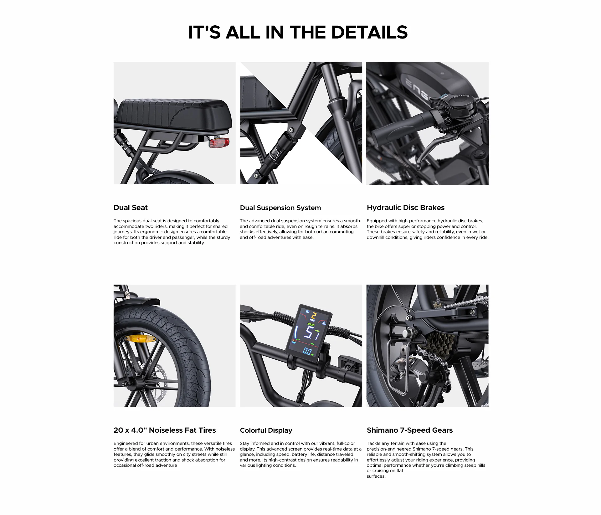 Adult Electric Bike 250W Motor 20” Fat Tire E-bike 48V 15.6AH+13AH Dual Battery Hydraulic Brake Full Suspension ElectricBicycle