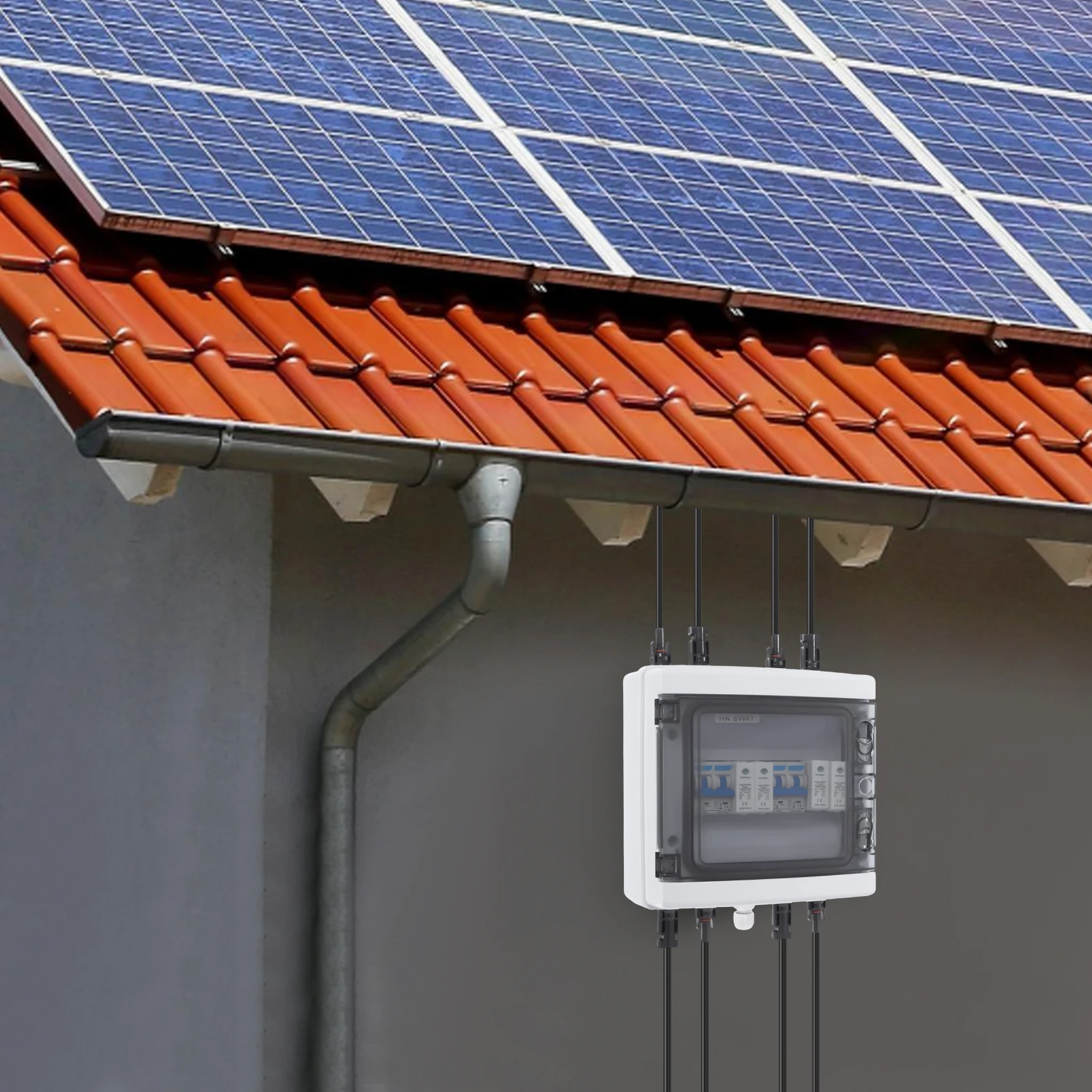 2-String Solar Combiner Box IP65 Rated w/25A Circuit Breaker 1000V DC Surge Protection for PV Systems, Solar Combiner Box