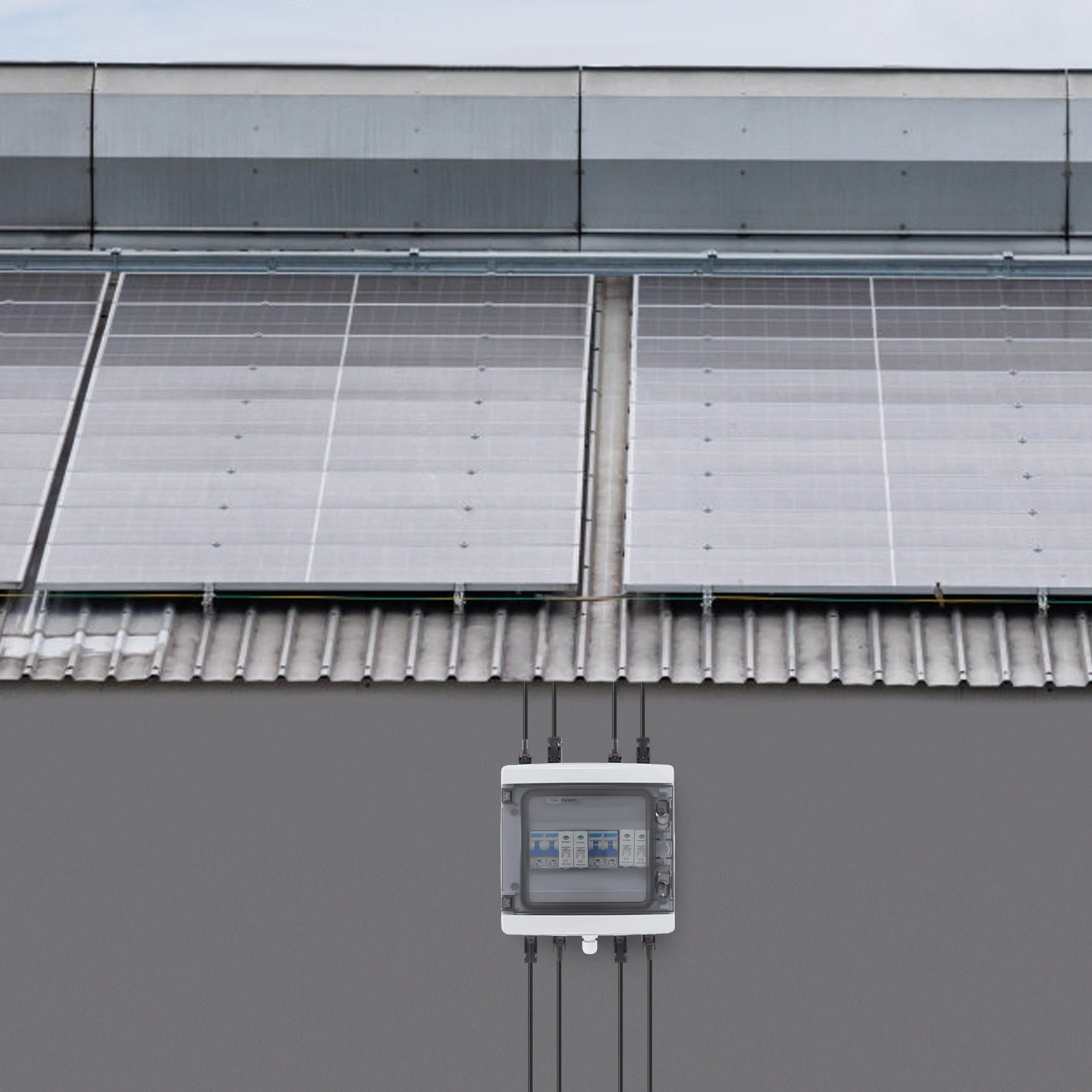 2-String Solar Combiner Box IP65 Rated w/25A Circuit Breaker 1000V DC Surge Protection for PV Systems, Solar Combiner Box