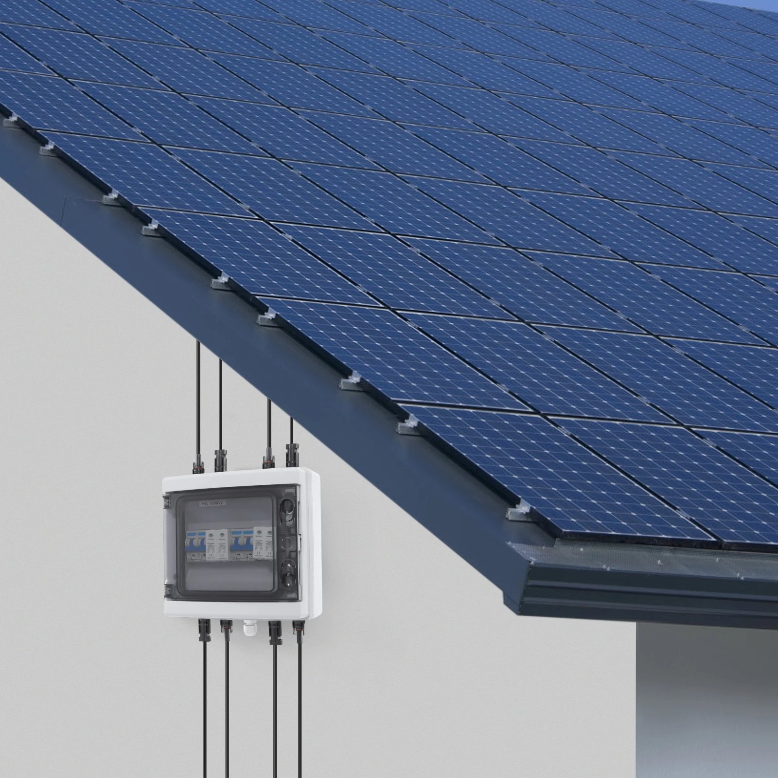 2-String Solar Combiner Box IP65 Rated w/25A Circuit Breaker 1000V DC Surge Protection for PV Systems, Solar Combiner Box