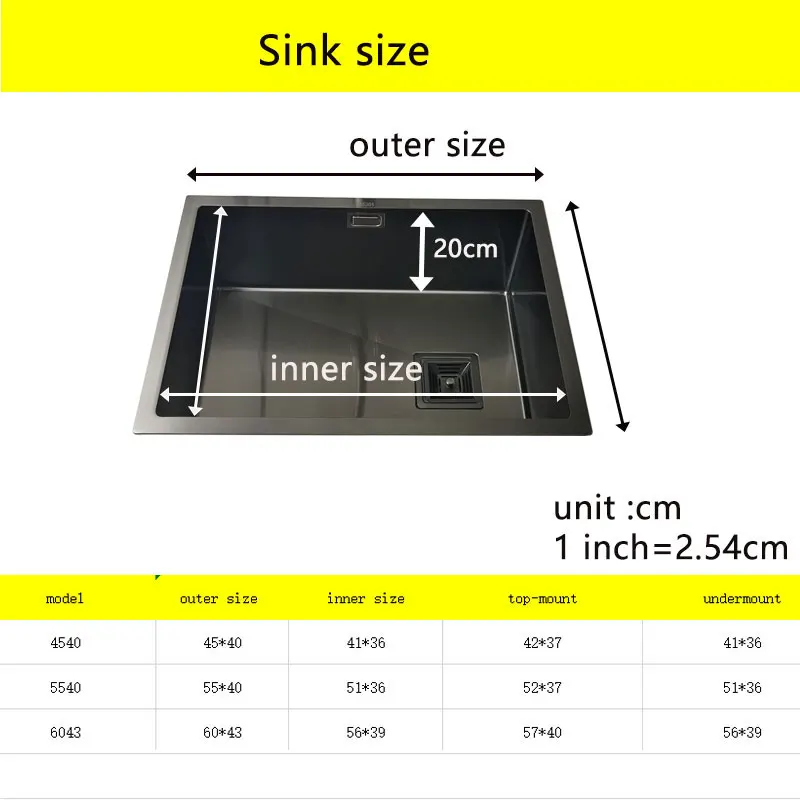Nano Matte Black Kitchen Sink Above Counter or Undermount Sinks Vegetable Washing Basin Stainless Steel Single Bowl Sink Kitchen
