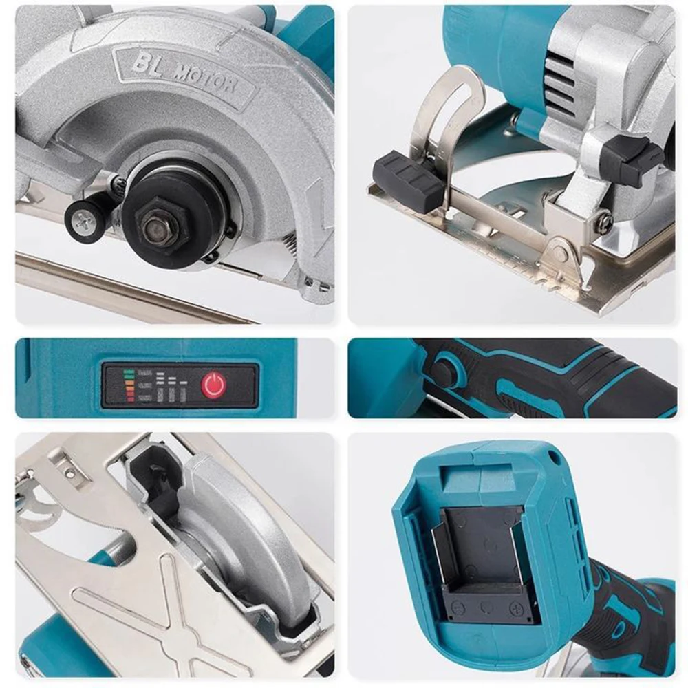 6500R/MIN 5-Inch 125MM Cordless Blue Circular Saw Brushless Motor Multi Angle Cutting Suitable For 18V Battery Power Tools