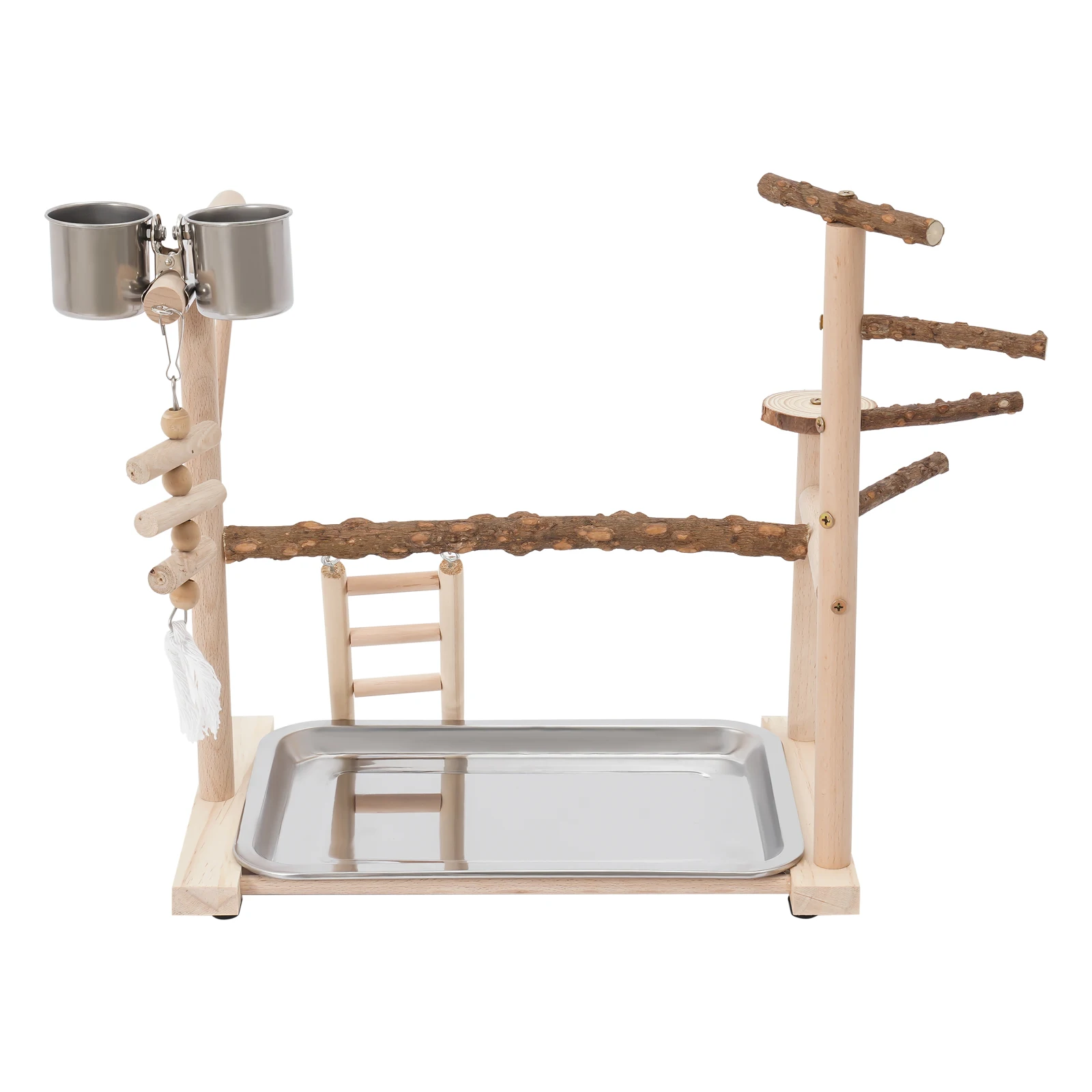 Parrot Bird Play Stand, Wooden Bird Playing Stand, Bird Playground with Ladder and Swing