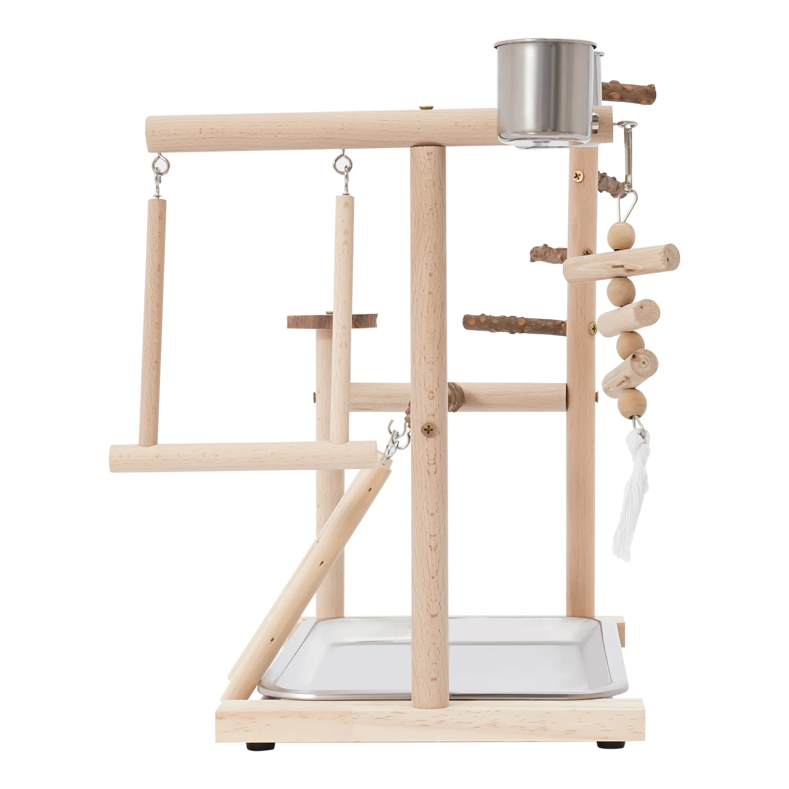 Parrot Bird Play Stand, Wooden Bird Playing Stand, Bird Playground with Ladder and Swing