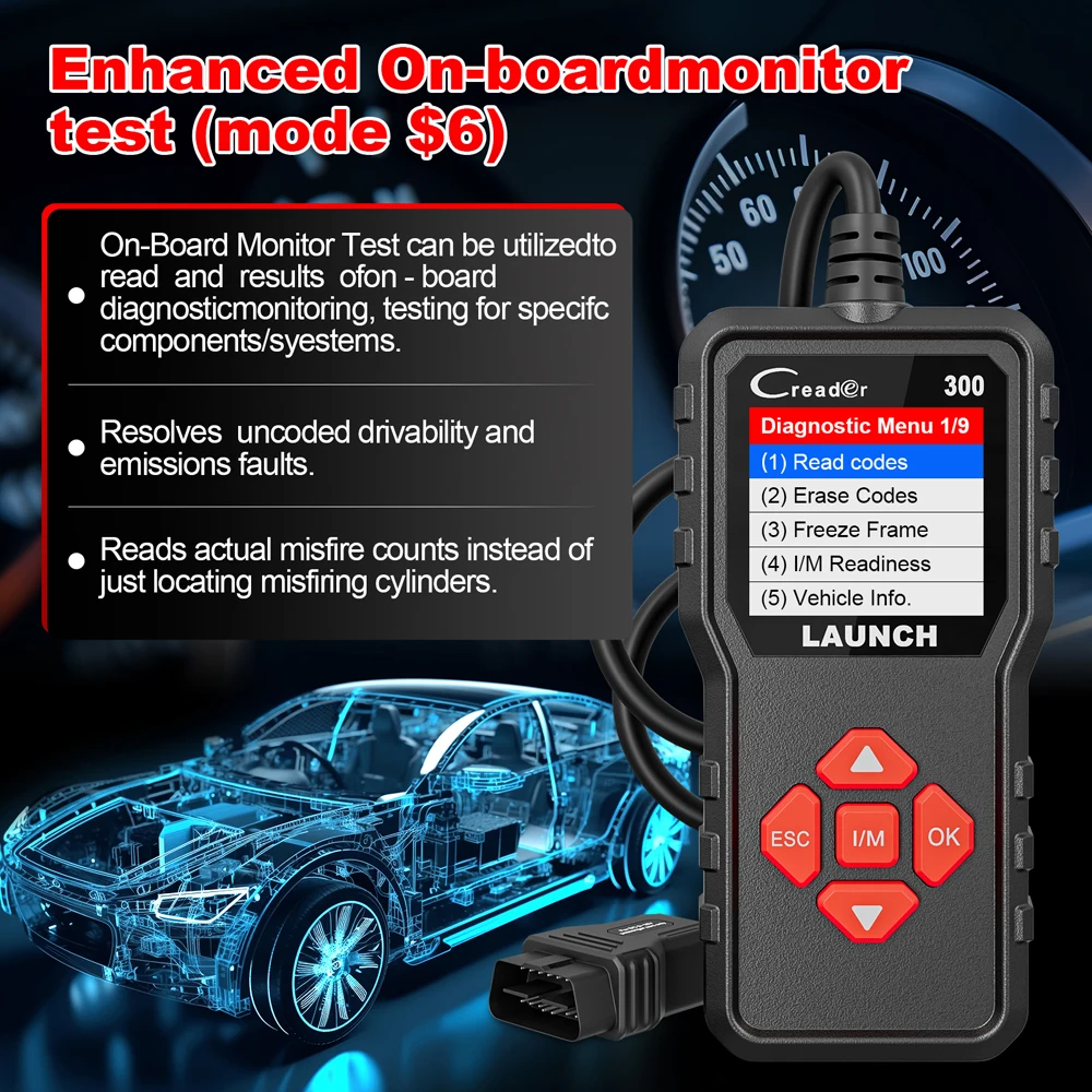 LAUNCH X431 CR300 OBD2 Scanner Auto Car Code Reader DTC Lookup Diagnostic Tool Engine Check Free Update Online