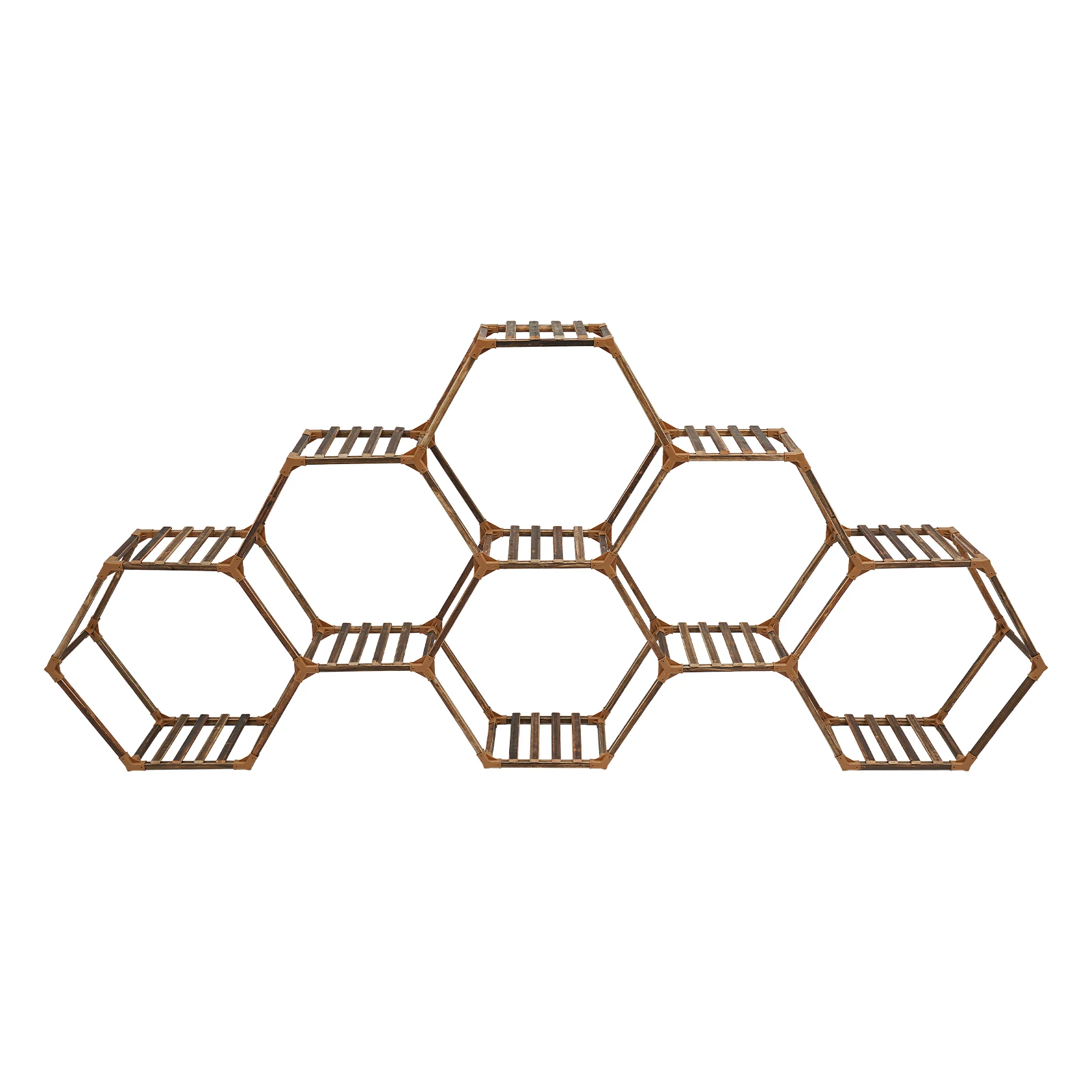 Multi-tier Hexagonal Plant Stand Flower Wood Display Rack Storage Shelf Plant Shelves For Living Rooms Balconies 231*25*97cm
