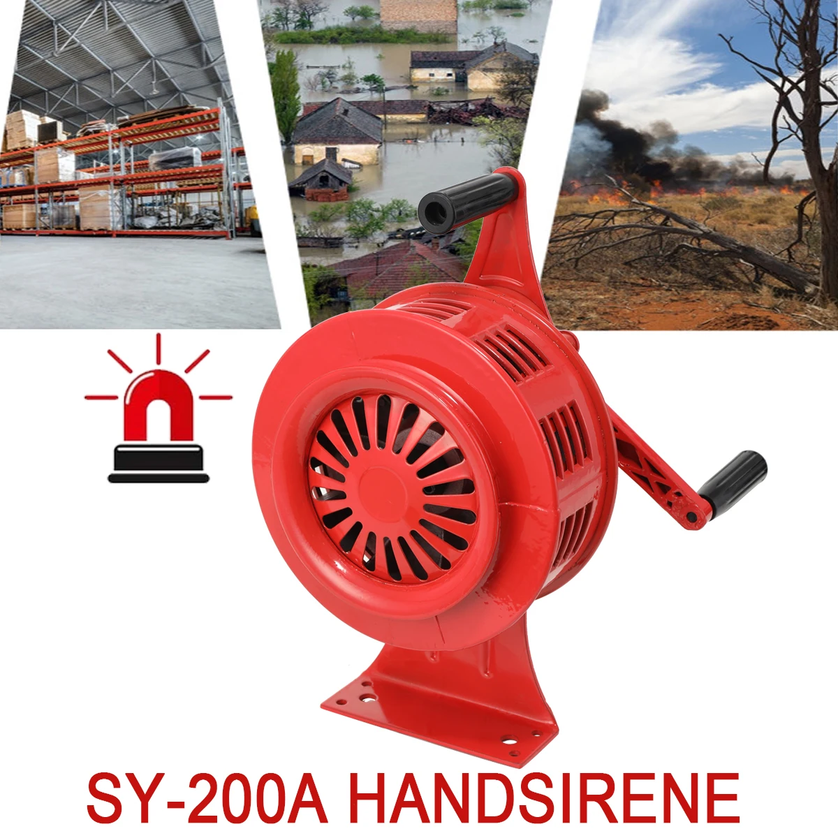 Air Raid Alarm Air Raid Siren Hand Crank Siren Aluminium Alloy 120dB Alarm Air Raid Tornado Siren Horns Alarm for Emergency