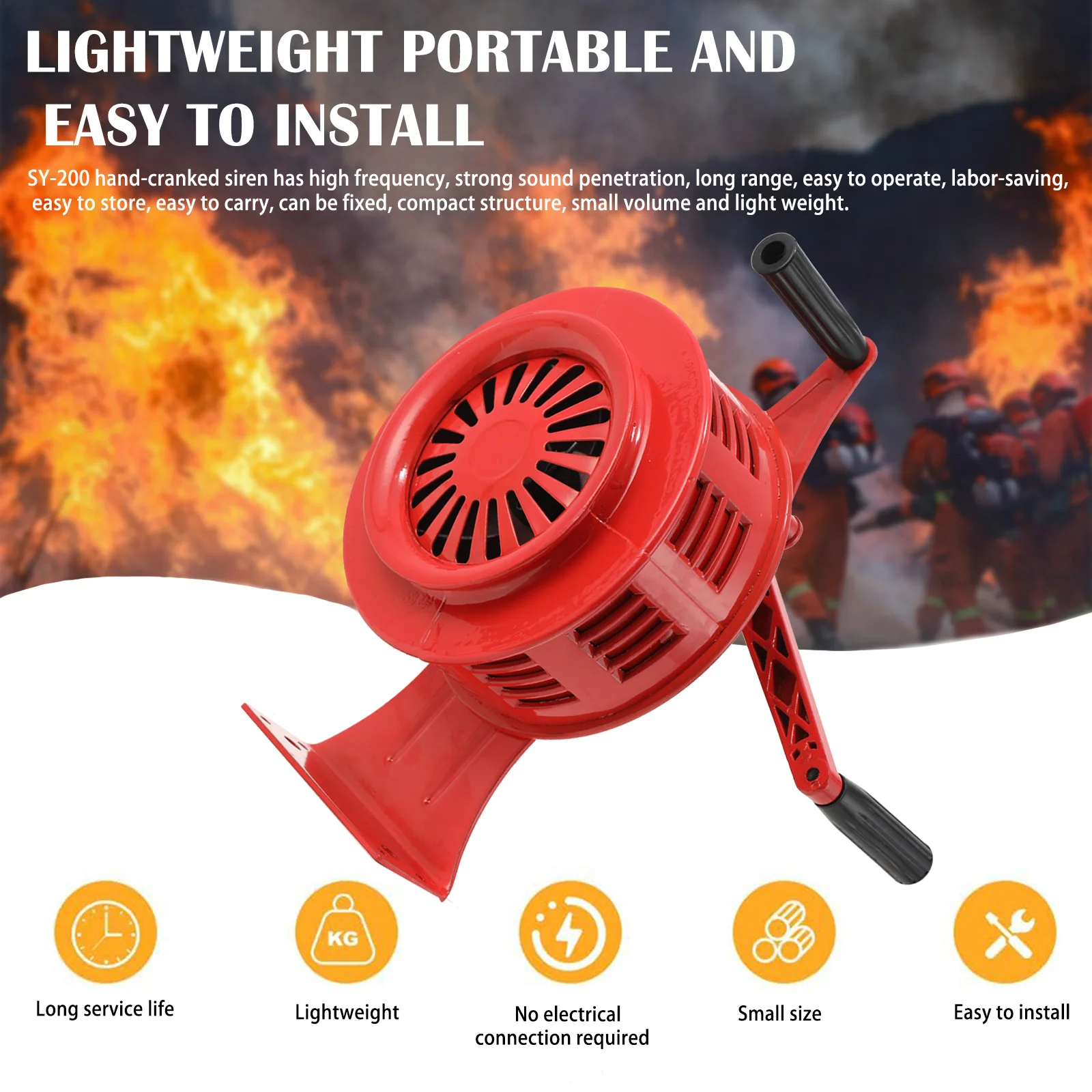 Air Raid Alarm Air Raid Siren Hand Crank Siren Aluminium Alloy 120dB Alarm Air Raid Tornado Siren Horns Alarm for Emergency