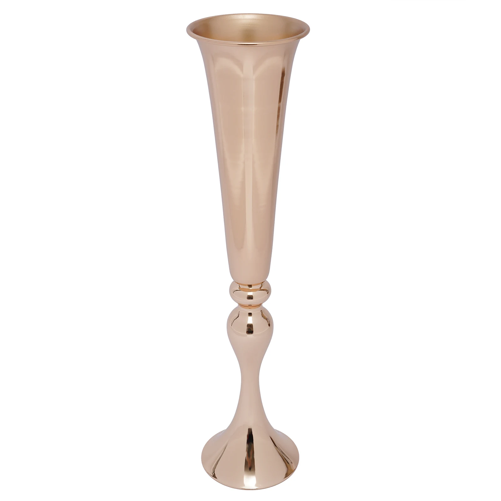 6Pcs 22-in Tall Gold Trumpet Wedding Flower Vases, Tabletop Flower Stand for Wedding Road Lead Anniversary Birthday Party Decor