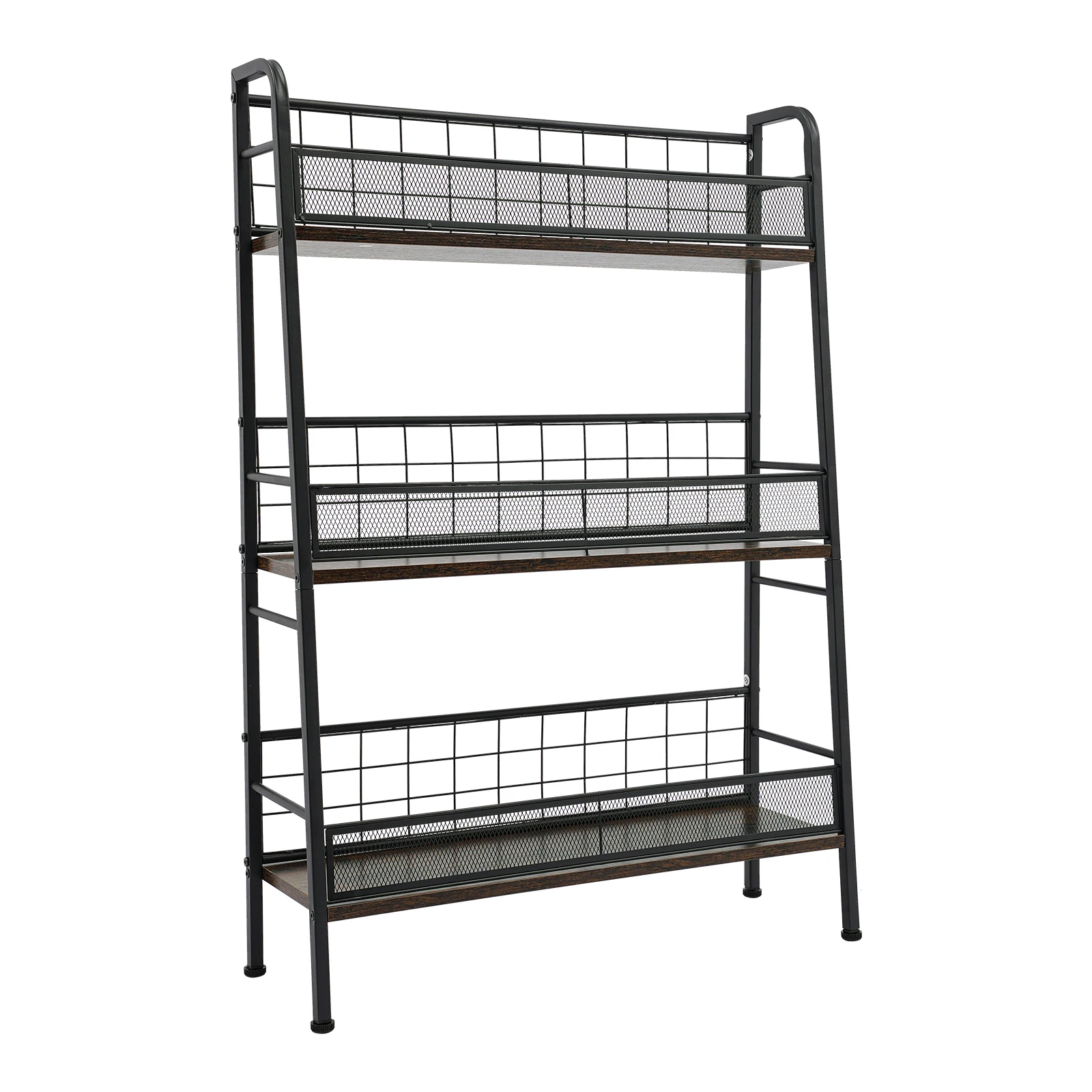 3-tier Record Storage Shelf with 4 Adjustable Feet Record Holder for Placing Letters, Magazines, Books