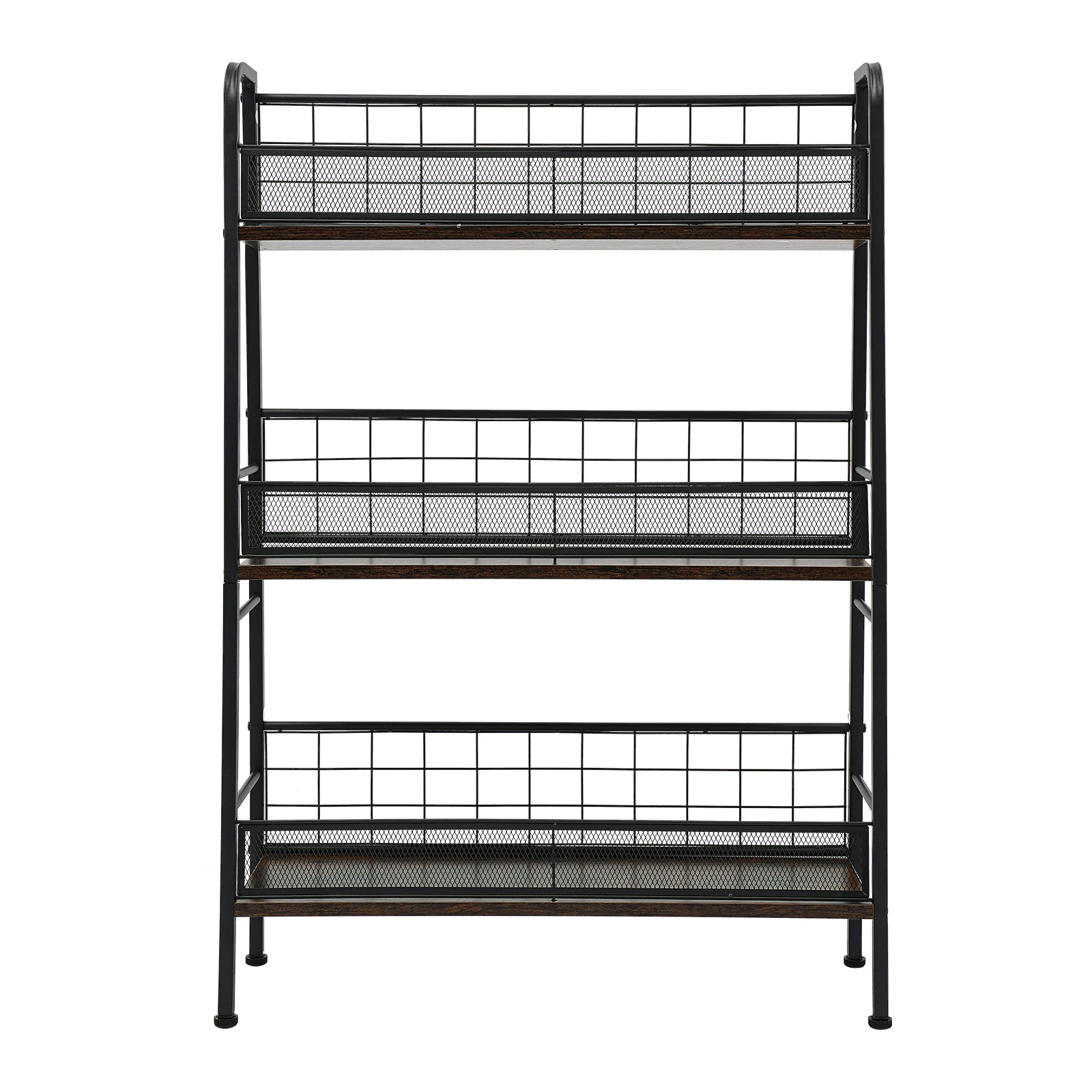 3-tier Record Storage Shelf with 4 Adjustable Feet Record Holder for Placing Letters, Magazines, Books