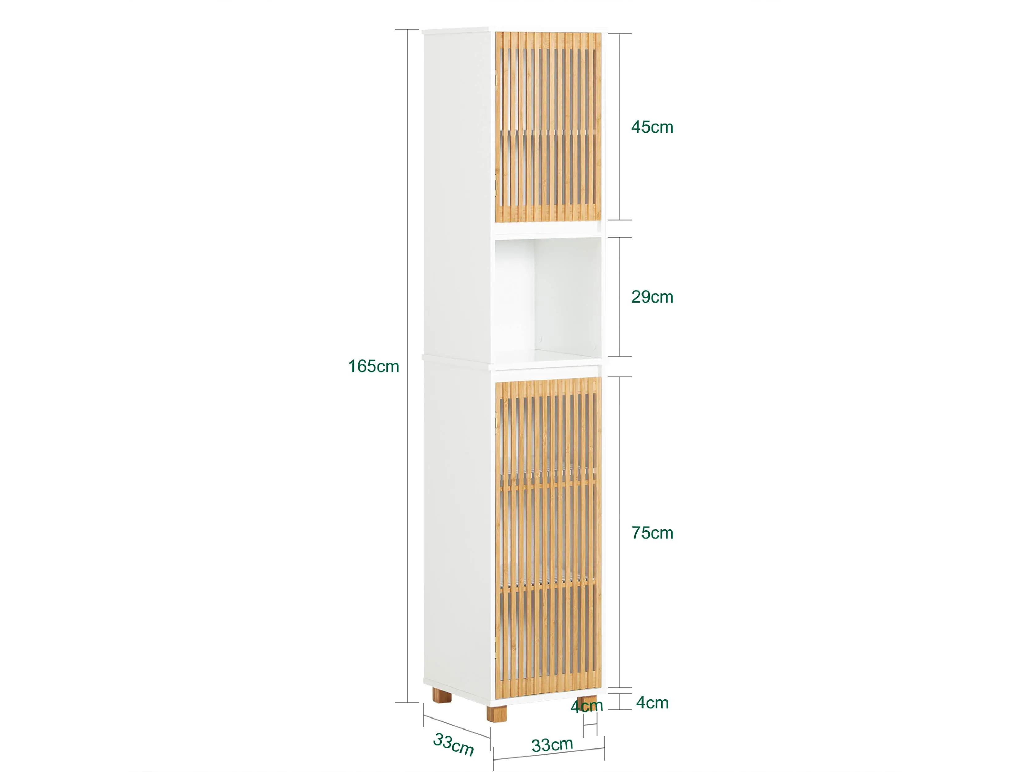 SoBuy BZR127-W High wardrobe bathroom wardrobe bath wardrobe narrow bathroom shelf bathroom wardrobe bathroom furniture BHT approx. 33x165x33