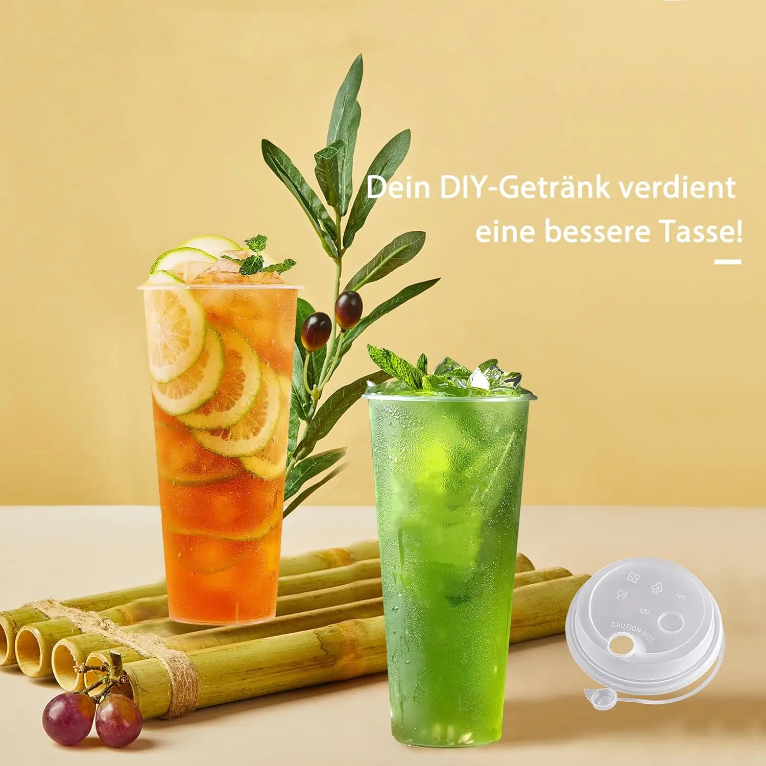 SAEIV 520/700ml Party Cups with Lid - High quality PP cups for DIY cocktails and other drinks, BPA free, -20℃ to 100